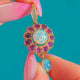9ct Gold Opal Ruby Diamond Cluster Drop Pendant