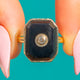Art Deco 18ct Gold Onyx Diamond Panel Dress Ring
