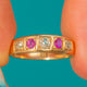 Stamped 15ct Gold Natural Ruby & Old Mine Cut Diamond Gypsy Ring