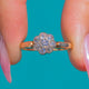 アンティーク 15ct ゴールド ダイヤモンド フラワークラスター リング 0.30ct