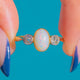 18ct Gold Oval Cabochon Opal Diamond Trilogy Three Stone Ring