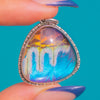 Aesthetic Art Deco Silver Morpho Butterfly Triangle Drop Pendant