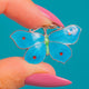 John Atkins & Sons Art Deco Powder Blue Enamel Butterfly Pendant, front detail of the blue Enamel wings and red spots