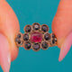 Georgian mourning ring, front Garnet and black French Jet cluster