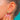 9ct Gold Opal Stud Earrings, Rope Border, Opal stud close-up worn