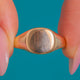 Antique 9ct Gold Signet Ring — front on blue
