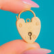 9ct Gold Working Heart Padlock Charm, heart face with keyhole motif