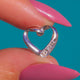 9ct White Gold Diamond Open Heart Charm, open heart face and Diamond accent