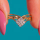 Vintage 9ct Gold Wishbone Ring, front of wishbone ring