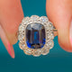 エドワーディアン プラチナ サファイア＆ダイヤモンド クラスターリング 2.70ct サファイア