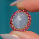 Antique 14ct Gold Natural Star Sapphire Ruby Cluster Pendant, 10.50ct Natural Star Sapphire
