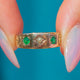 Antique 9ct Gold Green Paste & Pearl Gypsy Ring c.1894