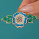 Vintage Silver Primrose Flower Enamel Pendant