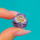 Purple and cream Enamel pansy pendant with a central Diamond