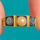 18ct Gold Victorian Black Enamel, Natural Pearl & Carved Agate Flowers Ring