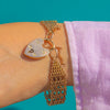 Victorian 9ct Gold Gate Bracelet Criss-Cross Design with Heart Padlock