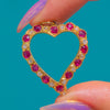 Antique 15ct Gold Ruby Diamond Witches Heart Pendant