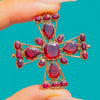 Cherry Red Georgian 9ct Gold Flat-Cut Garnet Maltese Cross Pendant