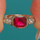 Georgian Rococo Era 9ct Gold Flat-Cut Garnet Diamond Half Hoop Ring c.1790