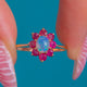 Vintage 9ct Gold Ruby Opal Cluster Ring