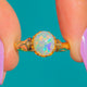 Antique 18ct Gold Bamboo Motif Band Opal Ring