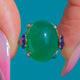 Fine Art Deco 18ct Gold Chrysoprase Blue Enamel Ring, 9.15ct Chrysoprase