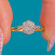 18ct Yellow Gold Diamond Daisy Cluster Ring with Diamond Shoulders