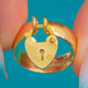 Chunky Antique 9ct Gold Heart Padlock Ring c.1880