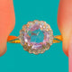 Antique 18ct Gold Pink Topaz Diamond Cluster Ring