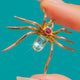 Large 15ct Gold Aquamarine and Pink Tourmaline Spider Charm