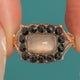 Georgian 9ct Gold Moonstone French Jet Cluster Ring