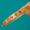 Edwardian 9ct Gold Ruby & Rose-Cut Diamond Flowers Bangle
