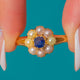 Antique 18ct Gold Sapphire Pearl Cluster Ring, 0.45ct