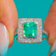 Art Deco 2.05ct Natural Emerald Diamond Cluster Ring, 18ct White Gold