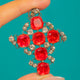Antique Georgian Silver Red & White Dot Paste Cross Pendant