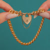 Bright 15ct Gold Curb Bracelet with Heart Padlock