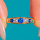 Antique 18ct Gold Natural Sapphire Diamond Five Stone Boat Ring