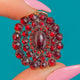 Glowing 9ct Gold Rose-Cut Garnet Cluster Pendant