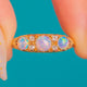 Antique 18ct Gold Opal Three Stone Ring, Diamond Spacers
